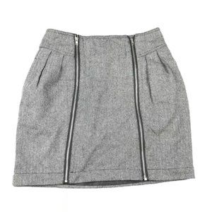SILENCE + NOISE Tweed Double Zip Mini Skirt Womens 6